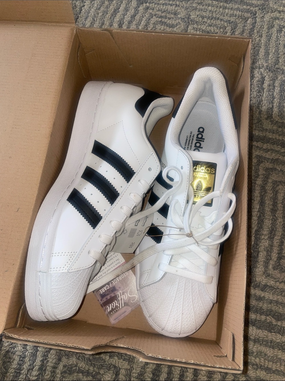 BNIB Adidas White & Black Superstar Low-Top Sneaker smoother leather, size 8
